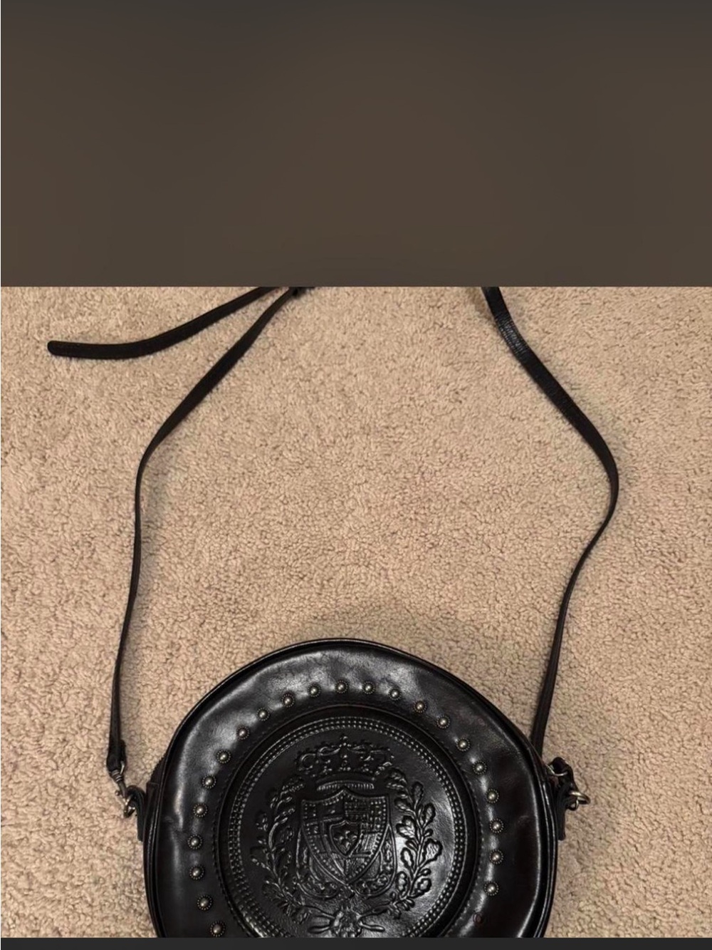 Patricia Nash Round Black studded Embossed Crossbody Bag